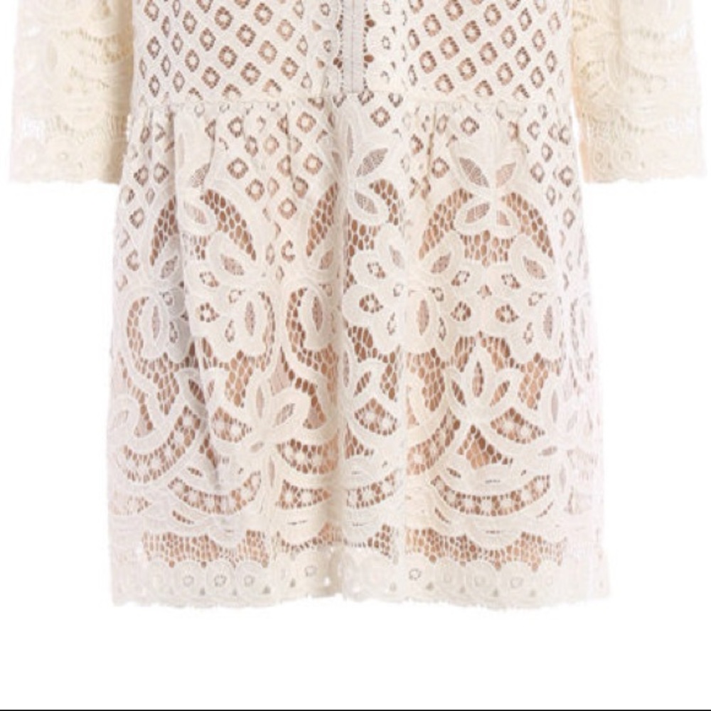 BCBG Laurice Cream / White Floral Florets lace tunic sleeves Embroidery dress - Picture 11 of 14